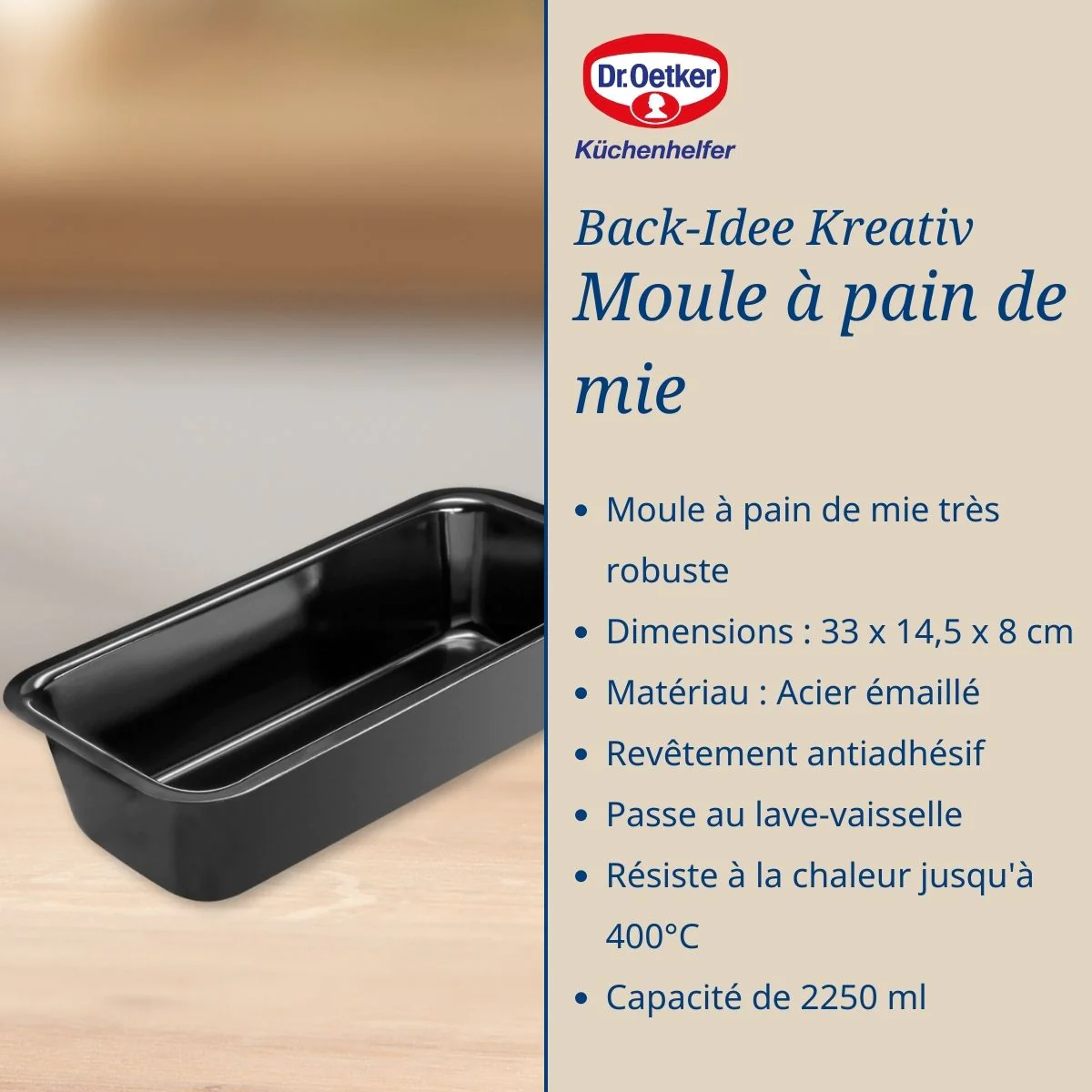 Moule à pain de mie en acier émaillé 33 cm Dr. Oetker Back-Idee Kreati