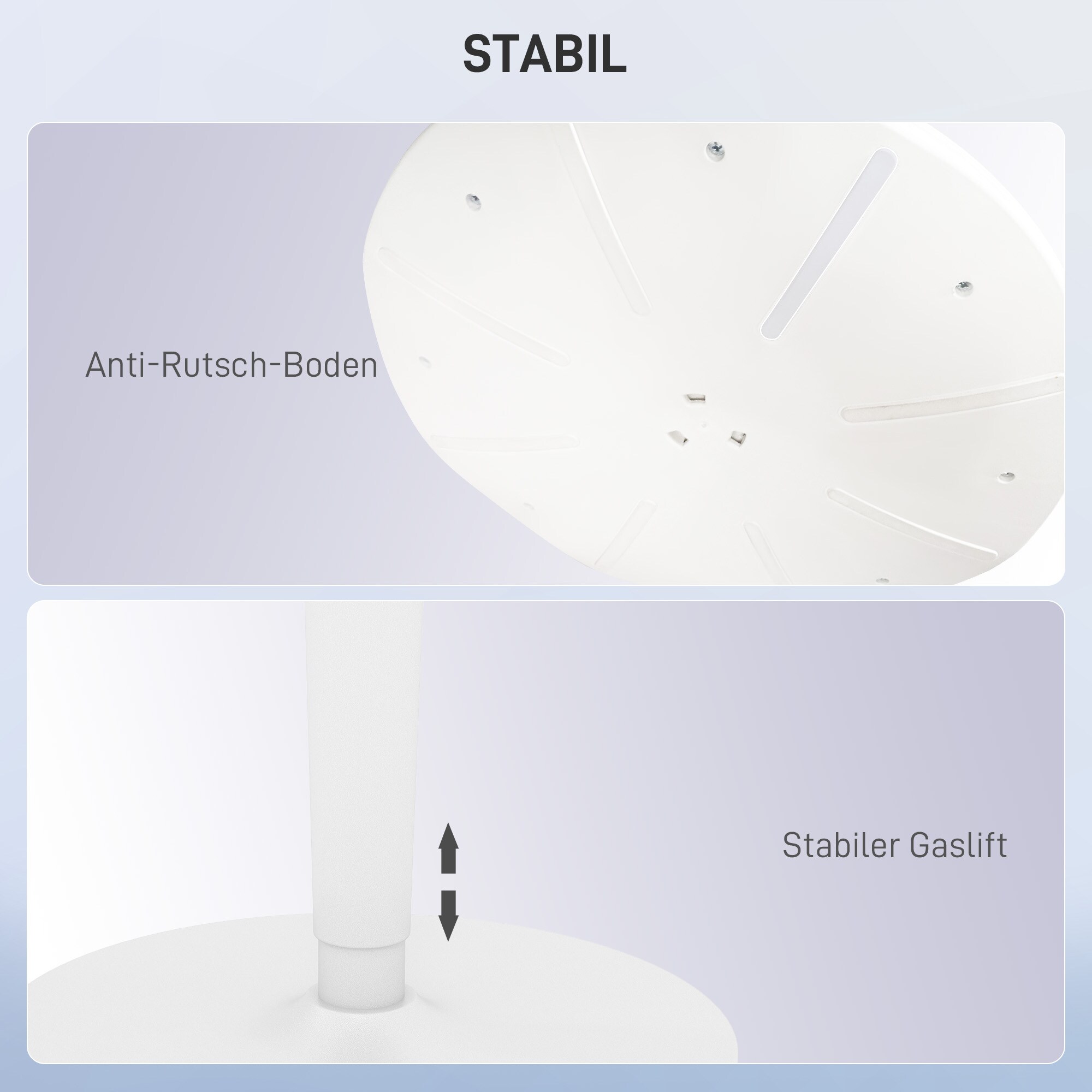 HOMCOM Sitzhocker mit Höhenverstellung grau 42,5L x 35,5B x 56,5-71,5H cm