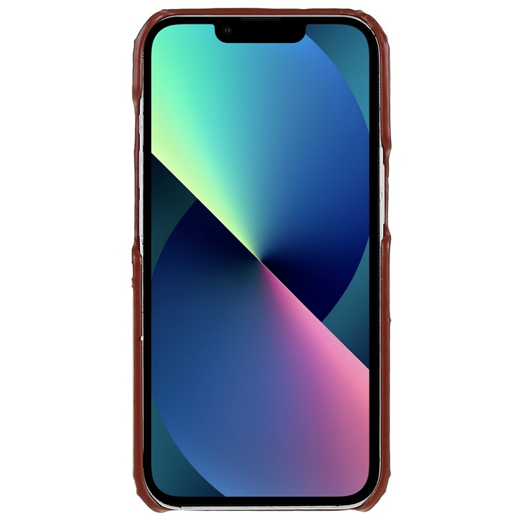 iPhone 14 Leder Hülle Snap Case   Kartenfach - Braun