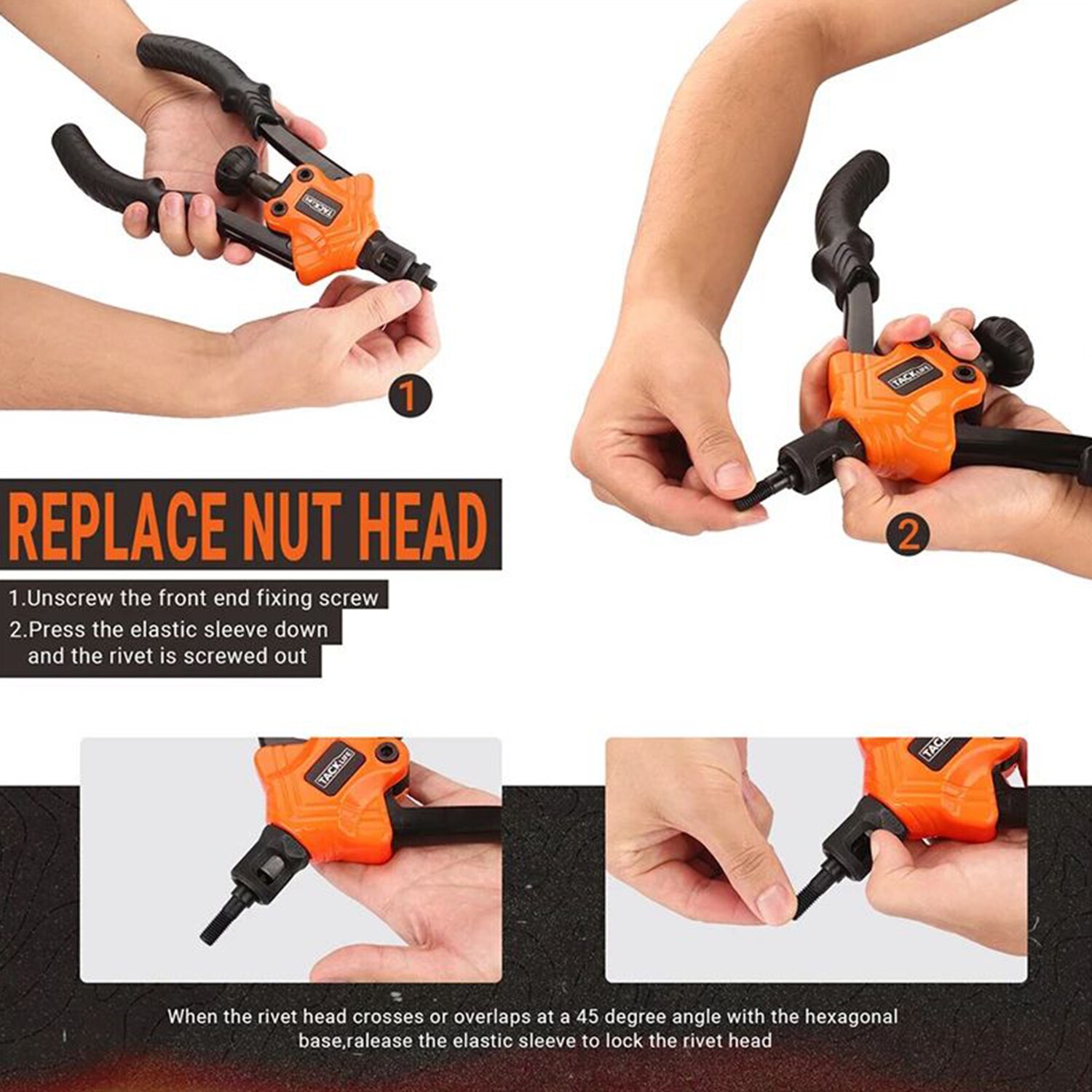 TACKLIFE HHNP2B Handnietwerkzeug Rivnut Handnietwerkzeug für Muttern M3, M4, M5, M8, M10