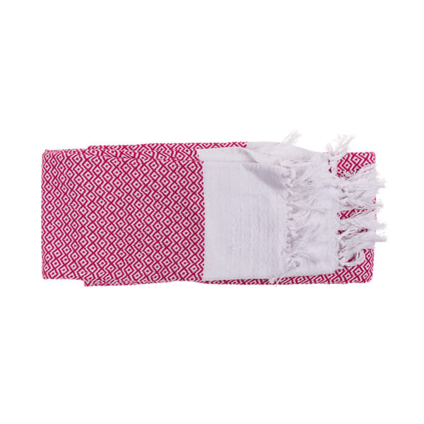 Premium badehåndkle Fouta - rosa/hvitt