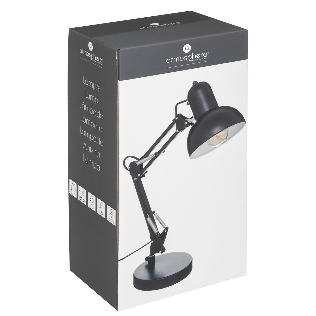 LAMPE ARC BREN NOIR H.55.8CM