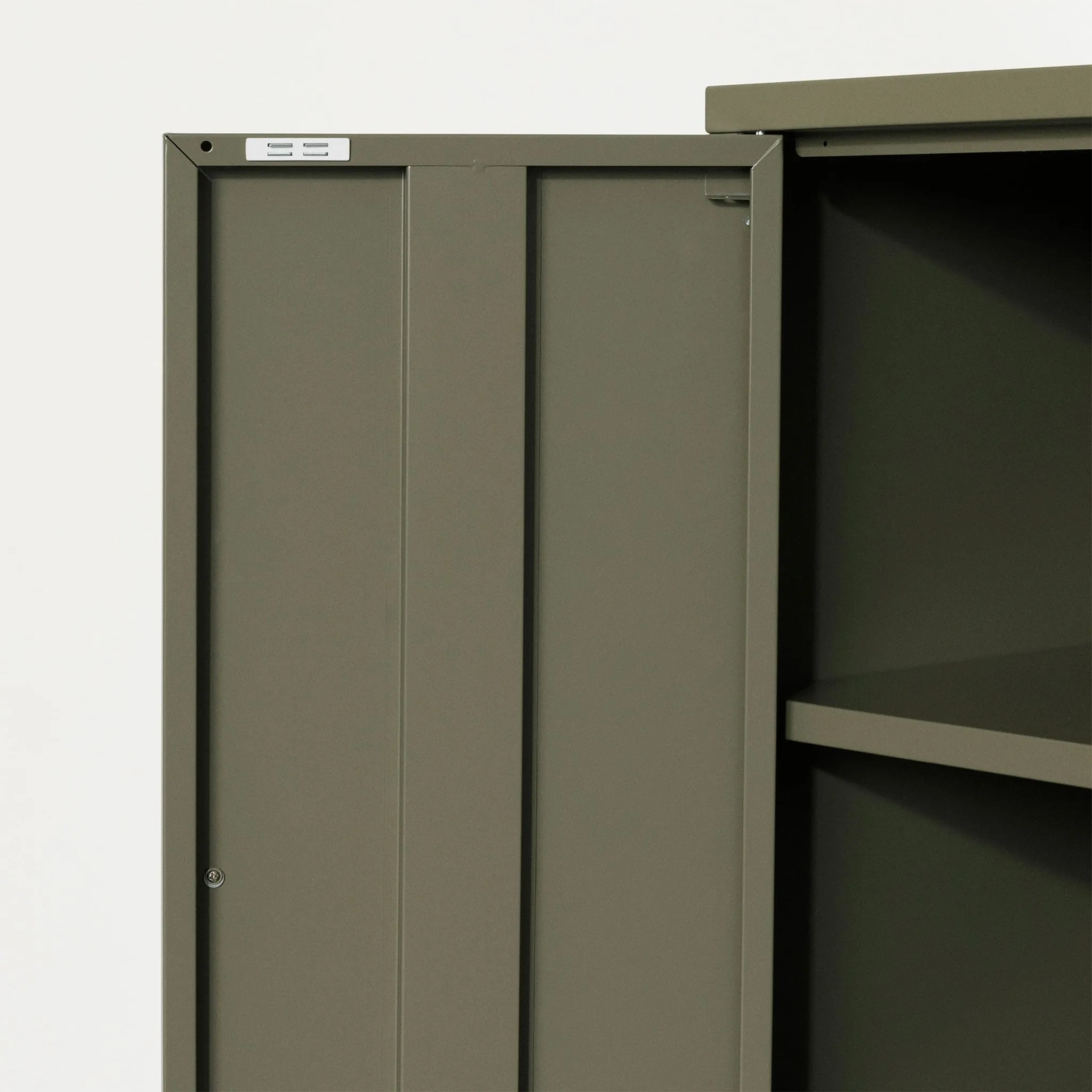 South Shore Meuble de rangement avec 2 portes en métal - Crea Vert olive