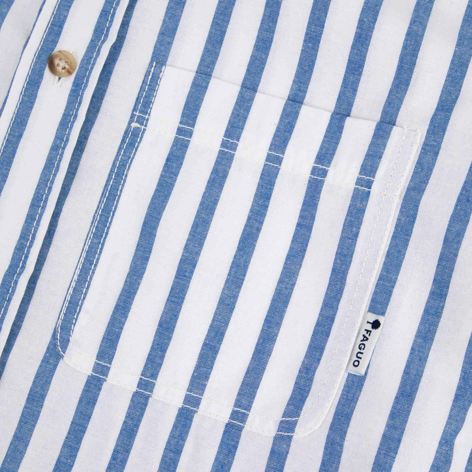 Chemise rayée écrue & bleu clair coton et coton biologique - modèle signy