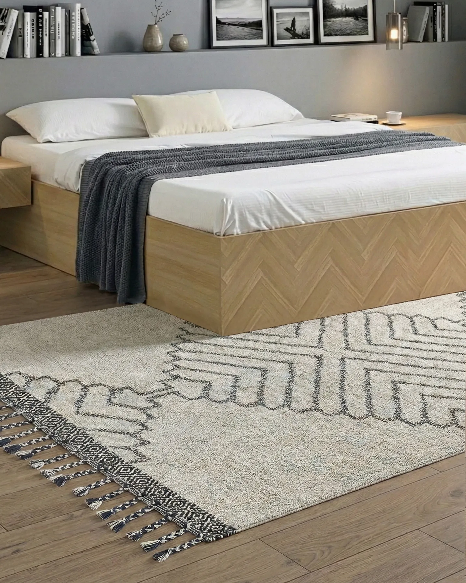 Vloerkleed ERAY Lichtbeige 140 x 200 cm Katoen