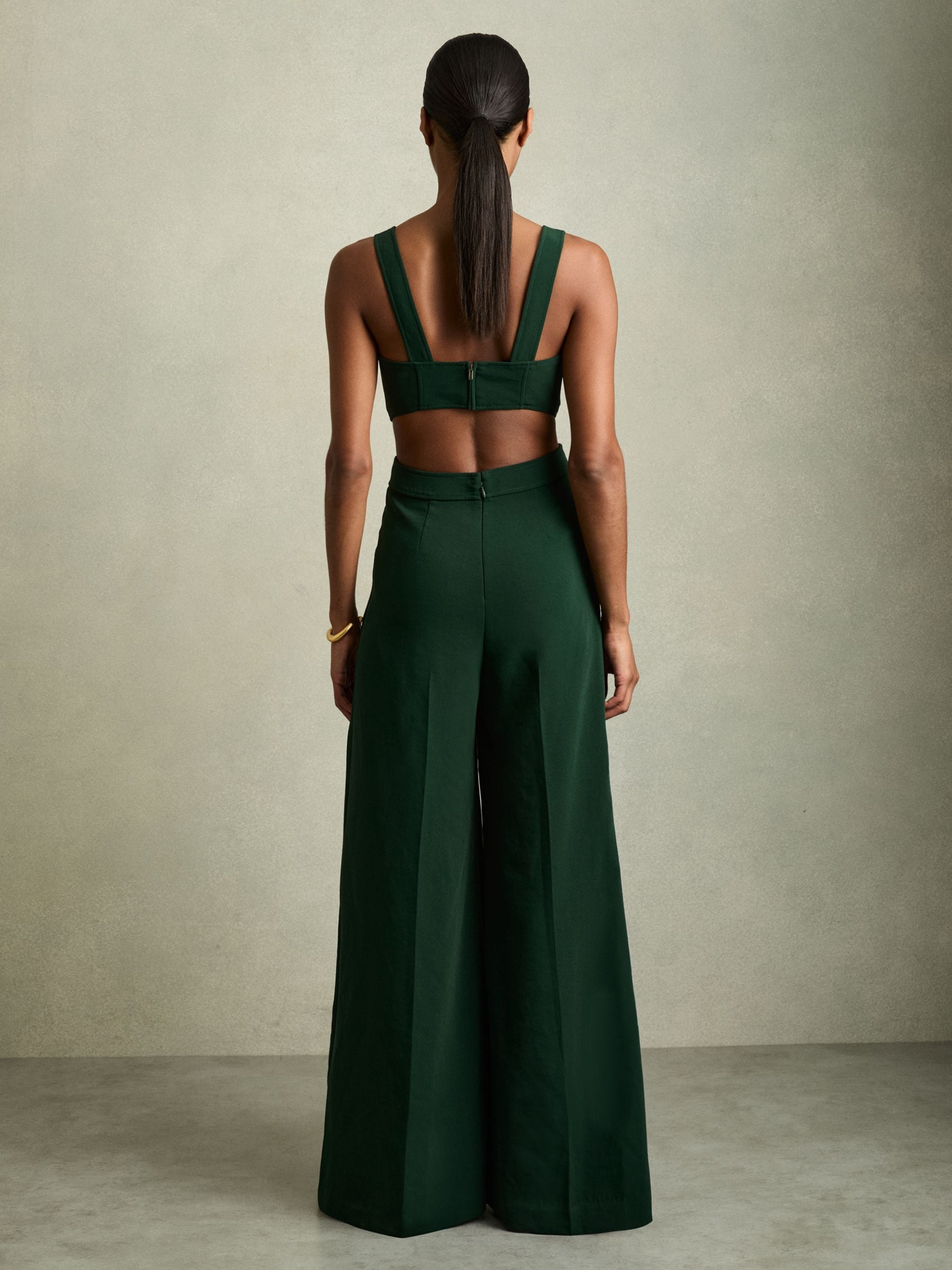 Groen - Reiss Dion Wide-Leg Cut-Out Jumpsuit