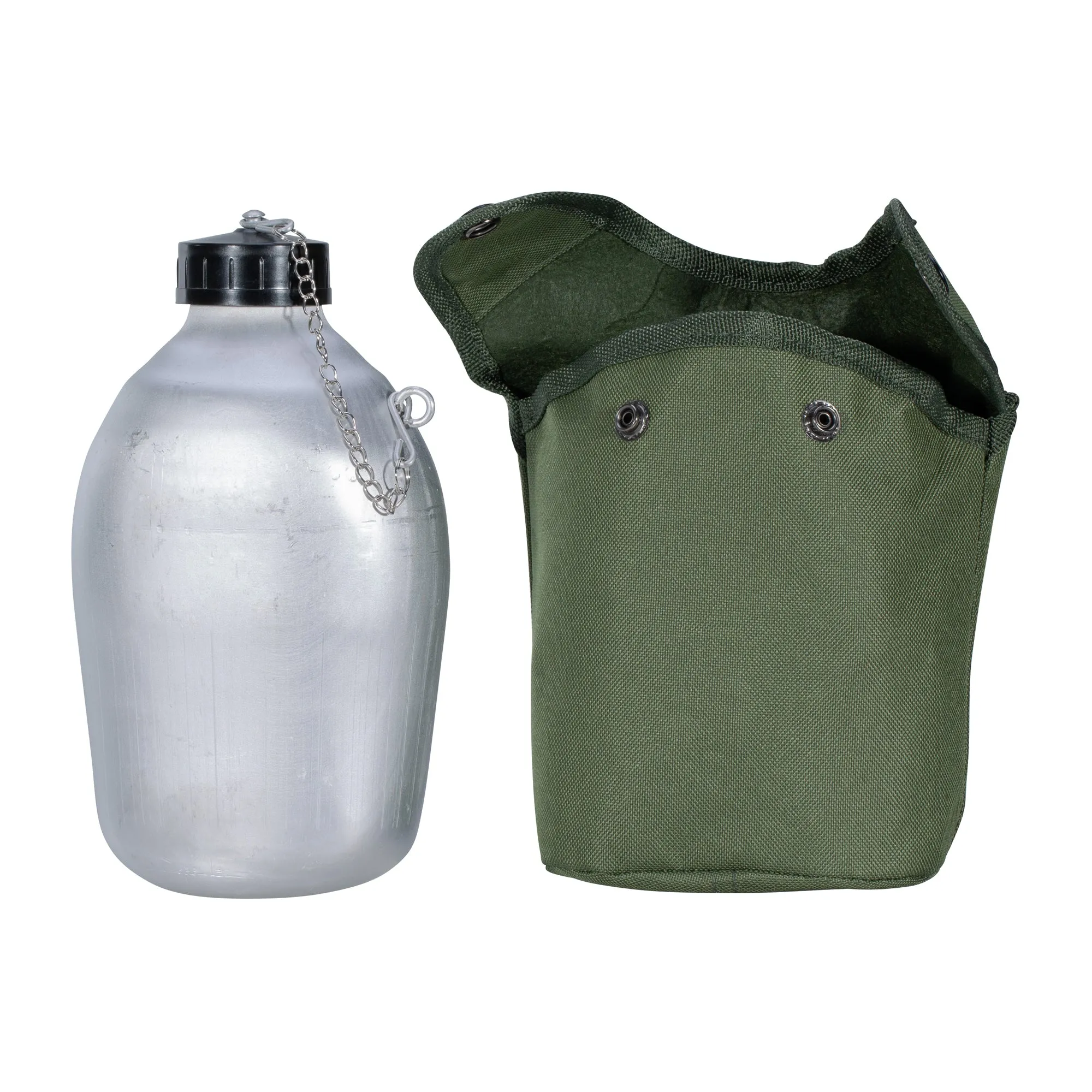 Französische Armee -  Französische Feldflasche Alu m. Hülle
