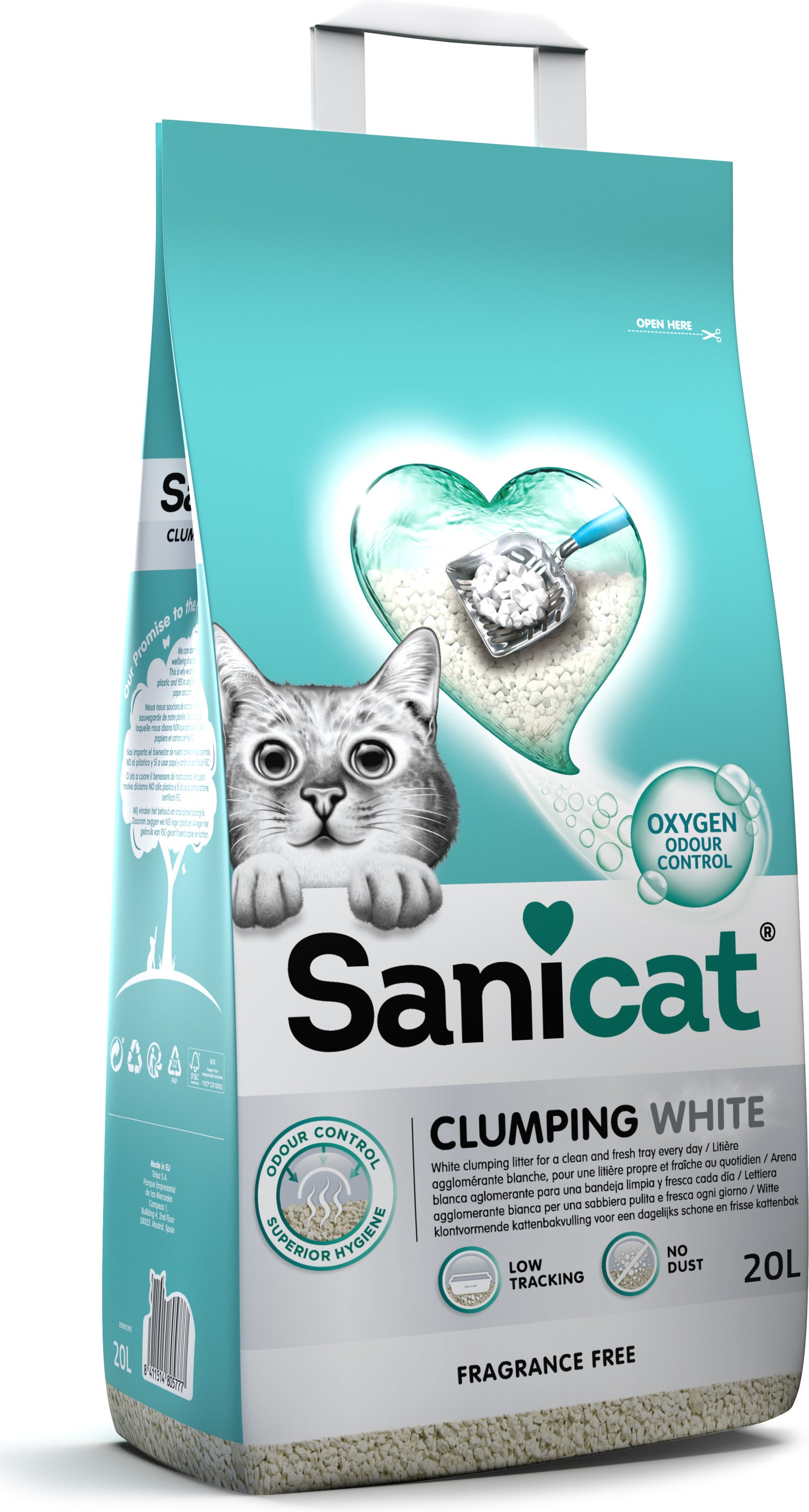 Sanicat kattenbakvulling Clumping White 20 L