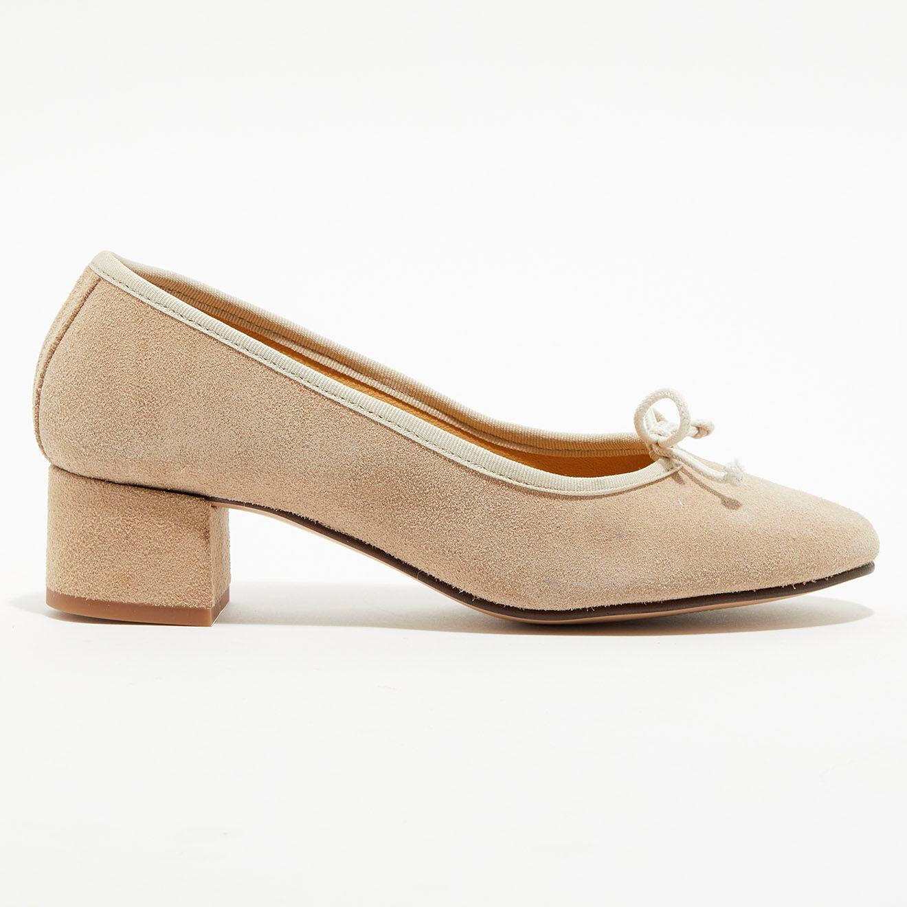 Quartier Latin Ballerines trotters en Velours de Cuir Diane beiges - Talon 4 cm