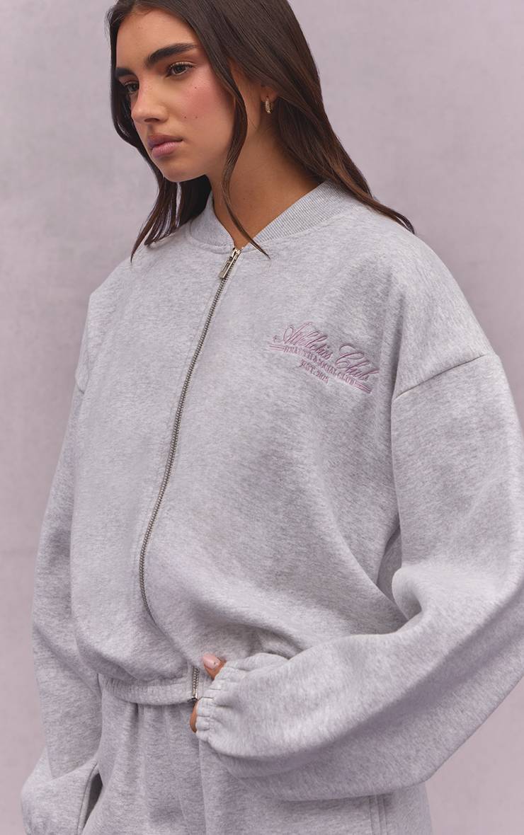 Gris Cendré Veste Bomber Molleton Coton Athletics Club
