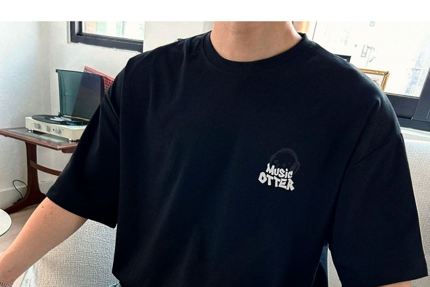 SeoulPop - Losse T-shirt met korte mouwen en otterprint
