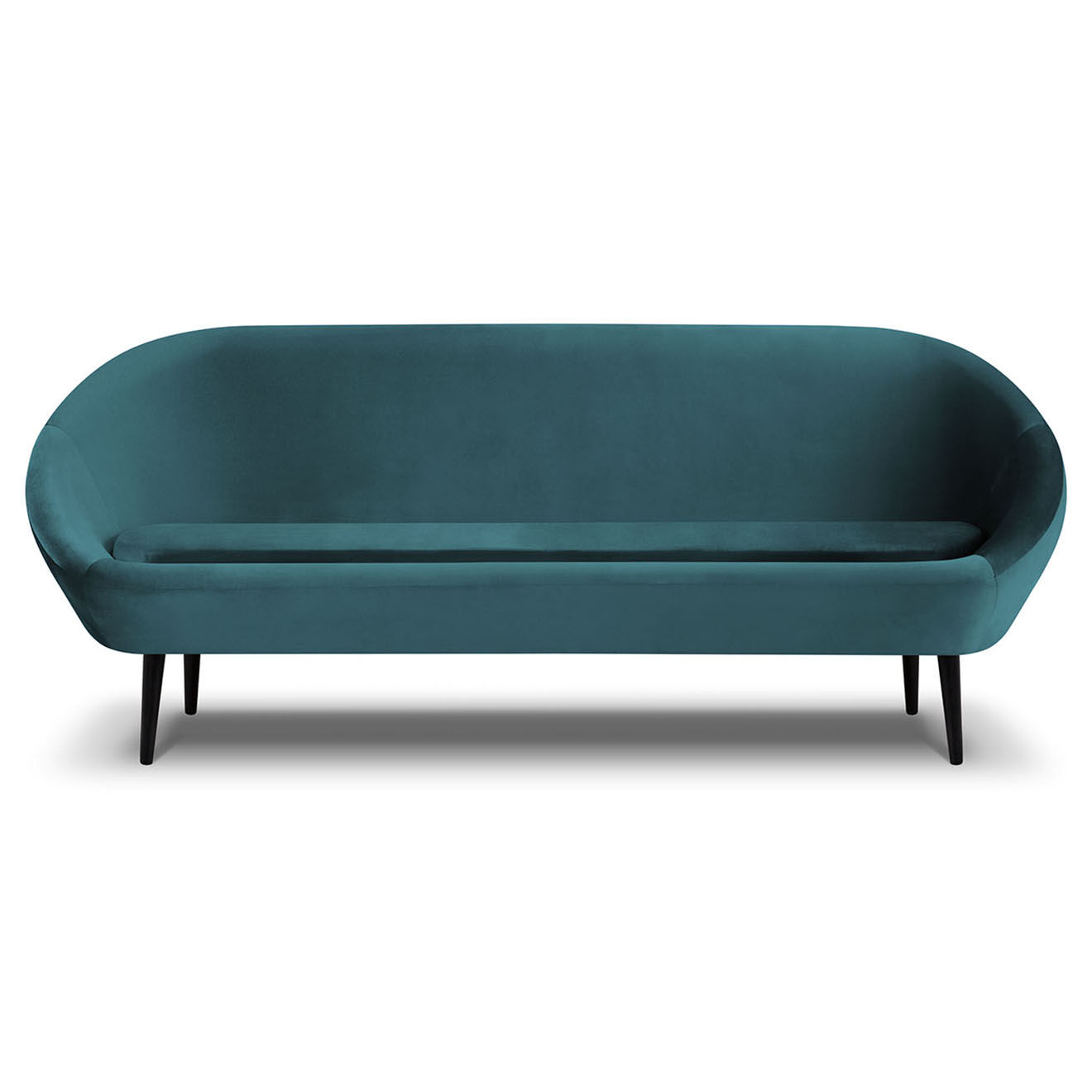 Mazzini Sofas Canapé velours petale 3 places bleu pétrole - 222x90x92 cm