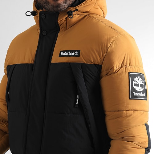 Doudoune Capuche Outdoor Archive A6S41 Noir Camel