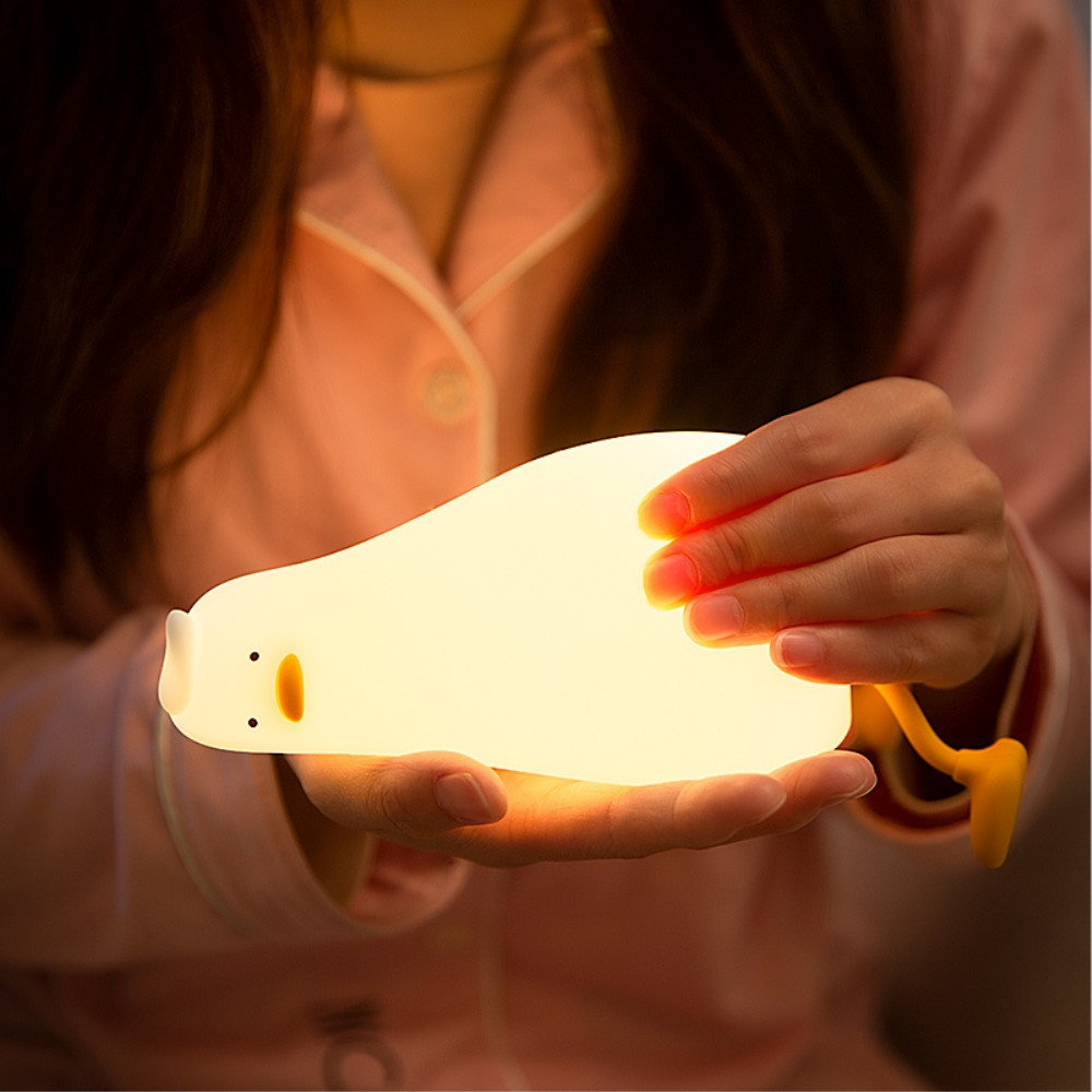 USB Silikon Ente Kinder Nachtlicht LED Lampe mit Touch Funktion - Weiss
