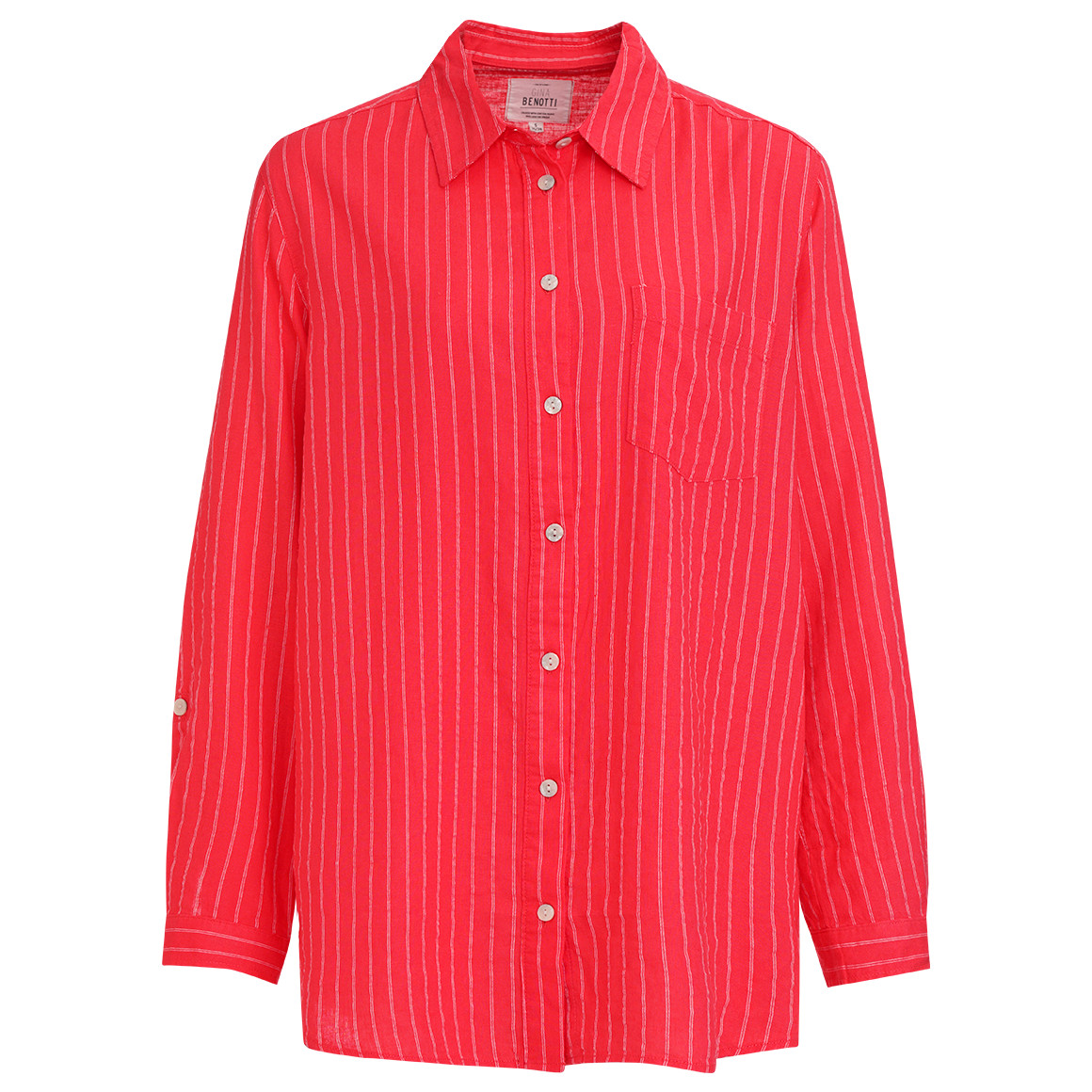 Gina Benotti Damen Leinen-Bluse mit Hemdkragen rot