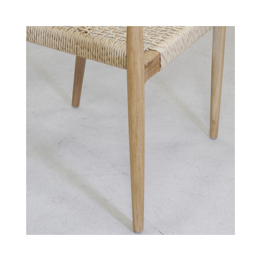 Fauteuil en teck et rotin synthétique arrondi