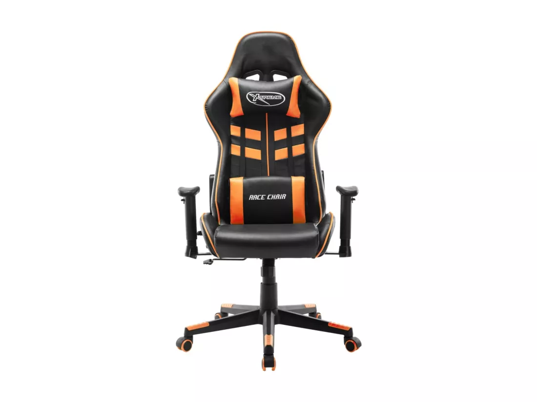 Chaise de jeu Noir et orange Cuir artificiel