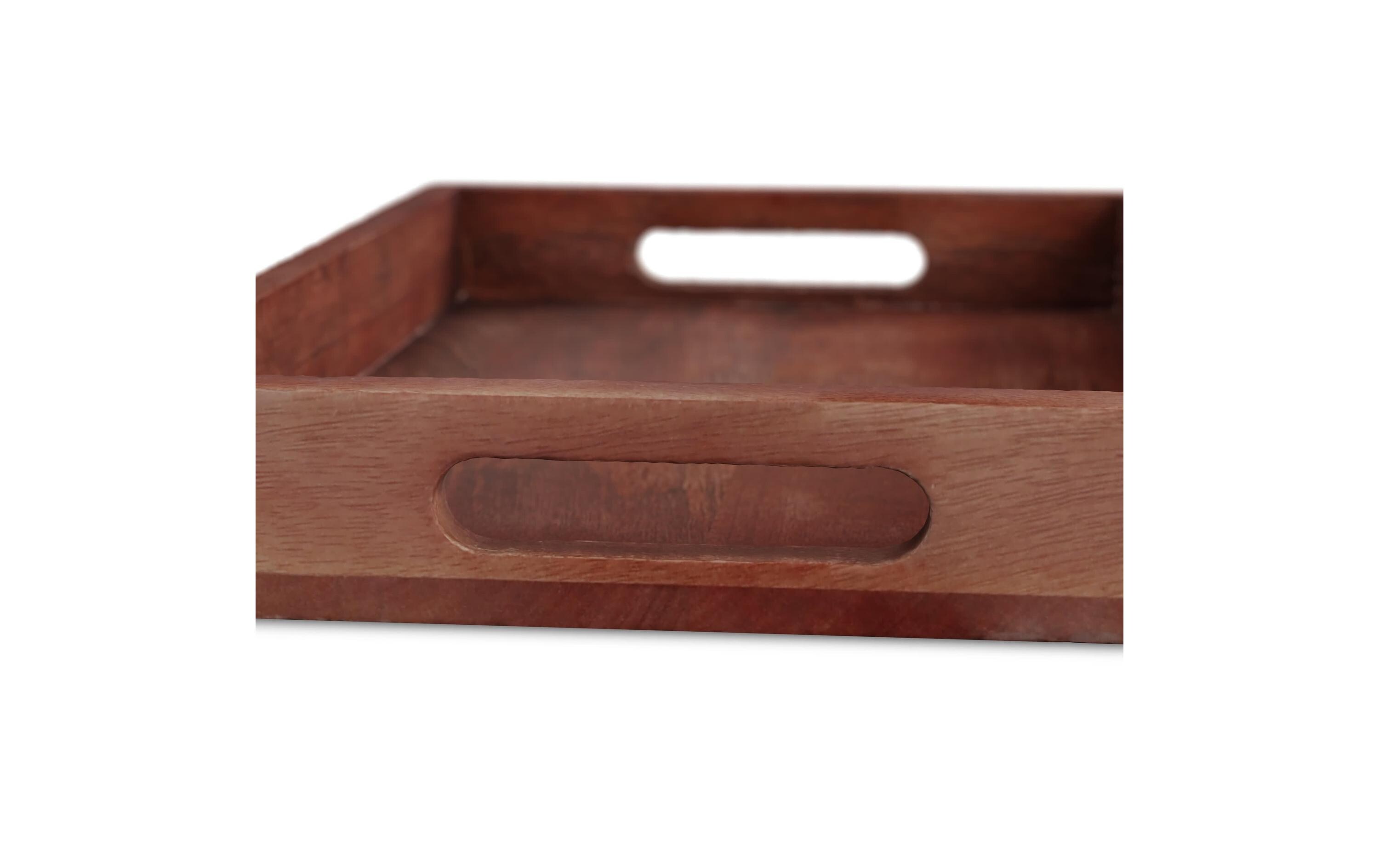 Serviertablett Mangoholz Braun, 26 x 36 cmFrühstückstablett für Speisen und Getränke