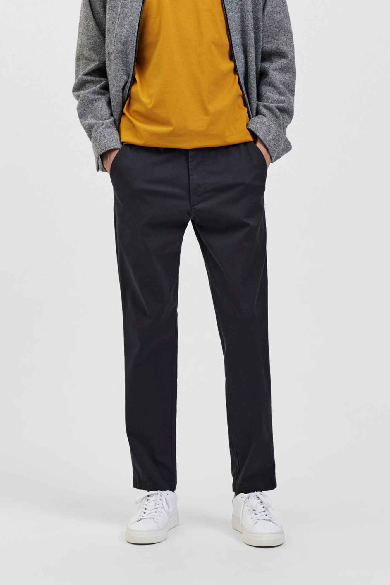 Calça chino comprida slim fit - cinza