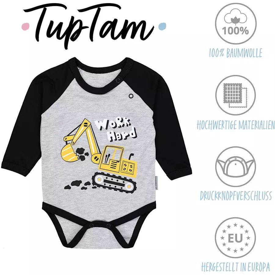 TupTam Jungen Baby Body Langarm 5er Pack blaugrau
