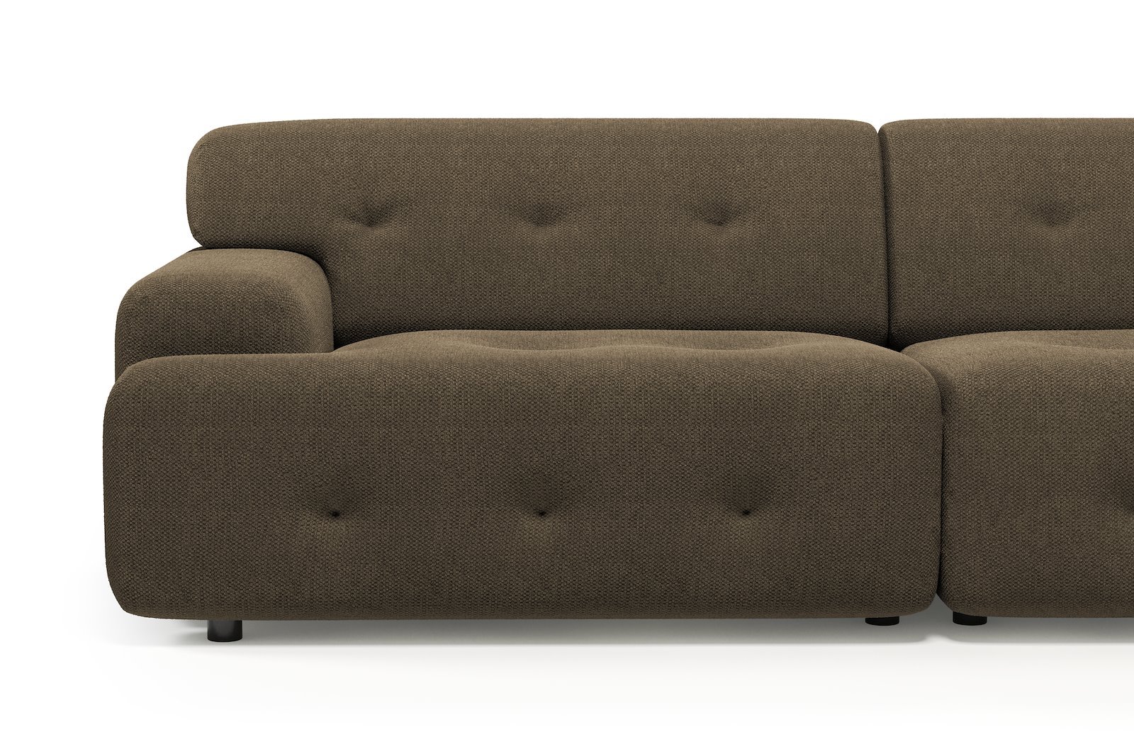Bob 3-seter Tekstil Mito 176 Dark Brown med sorte ben.