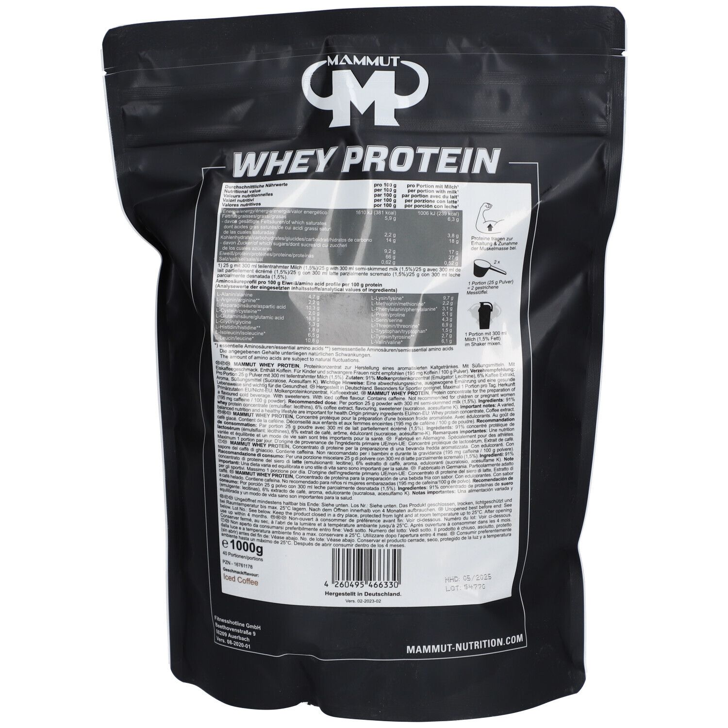 MAMMUT Whey Protein Iced Coffee Pulver