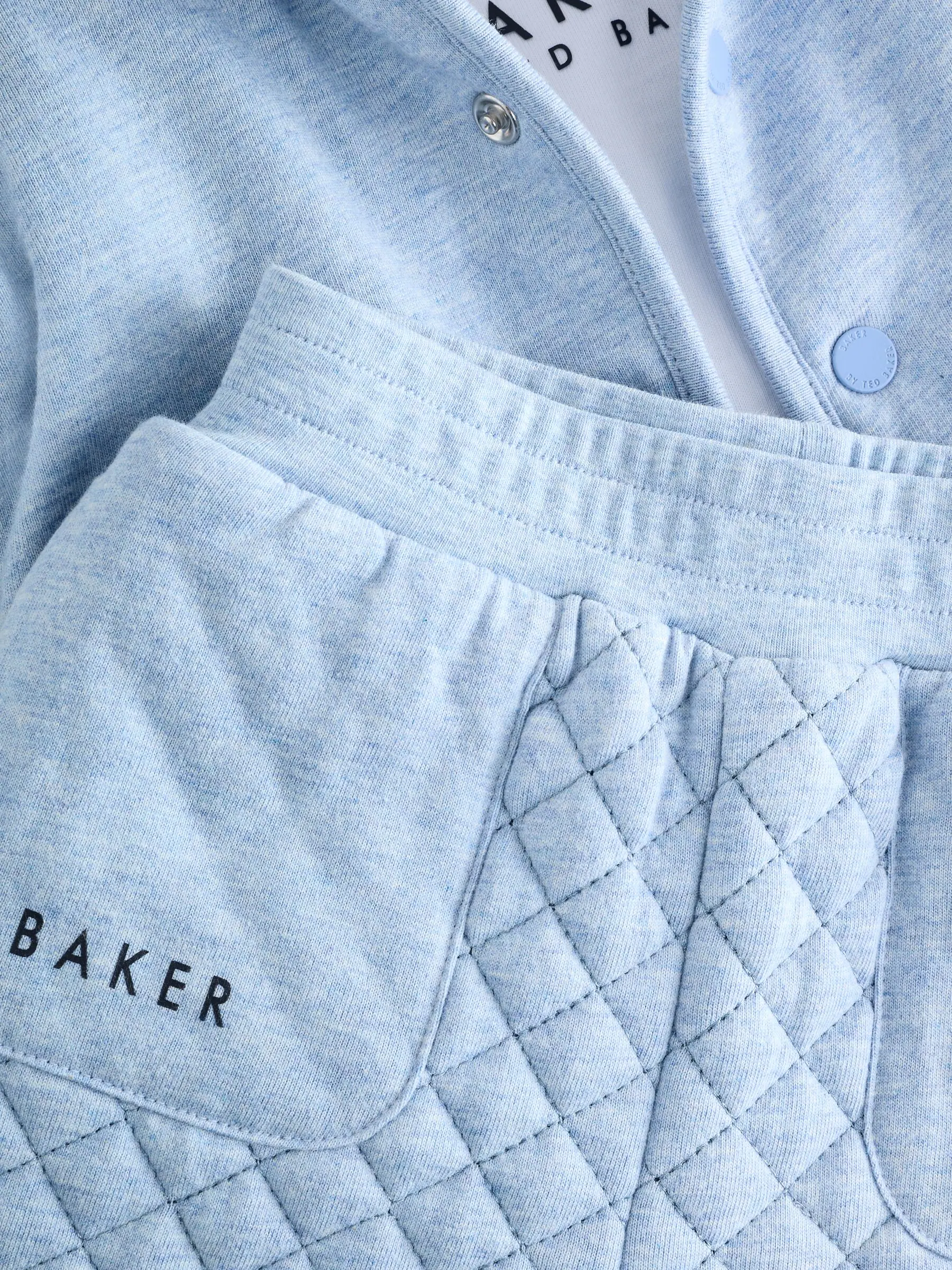 Blauw - Baker by Ted Baker Quilted Jacket T-Shirt and Trousers 3 Piece Set