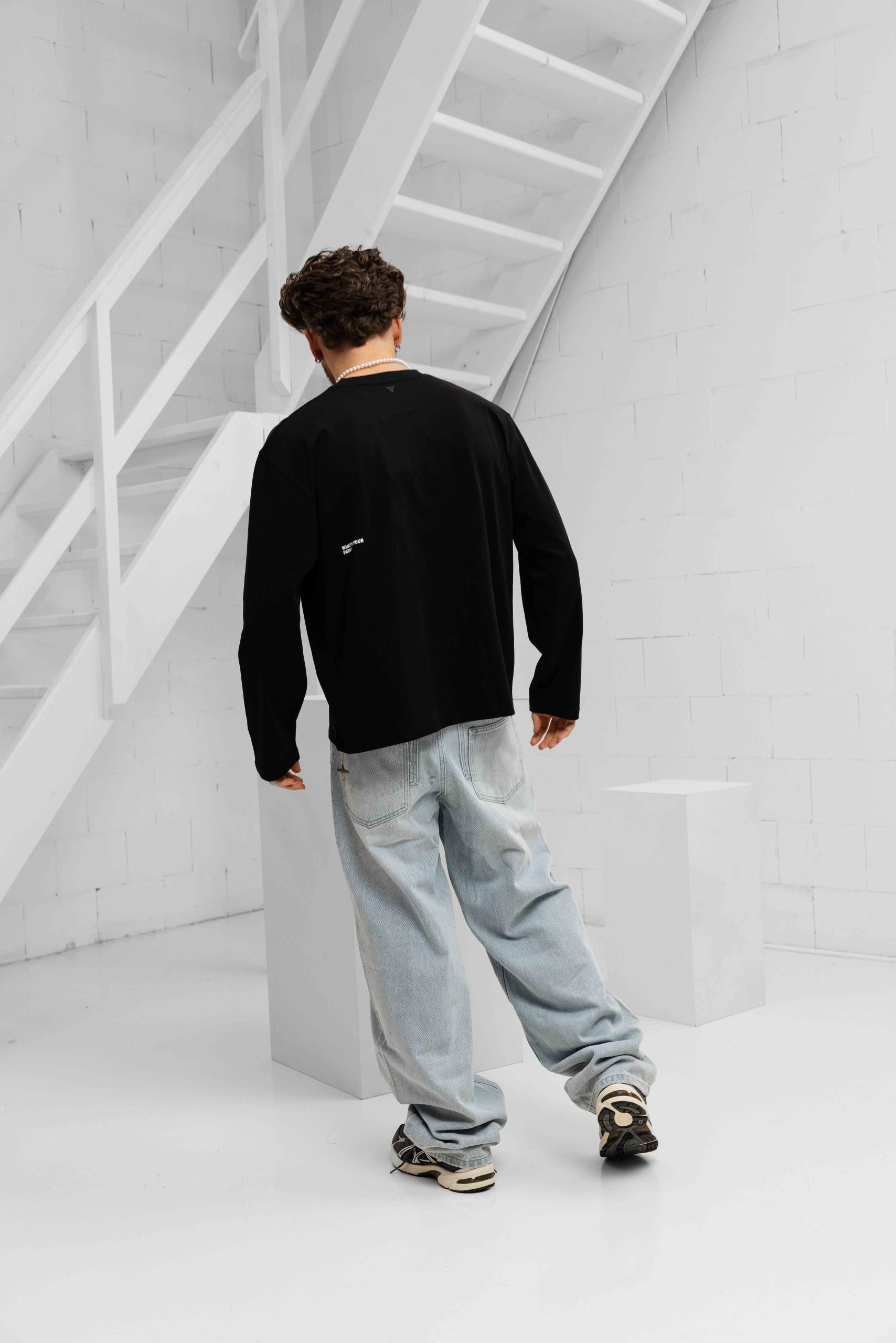 Pure Path Name Dropping Longsleeve T-Shirt Heren Zwart