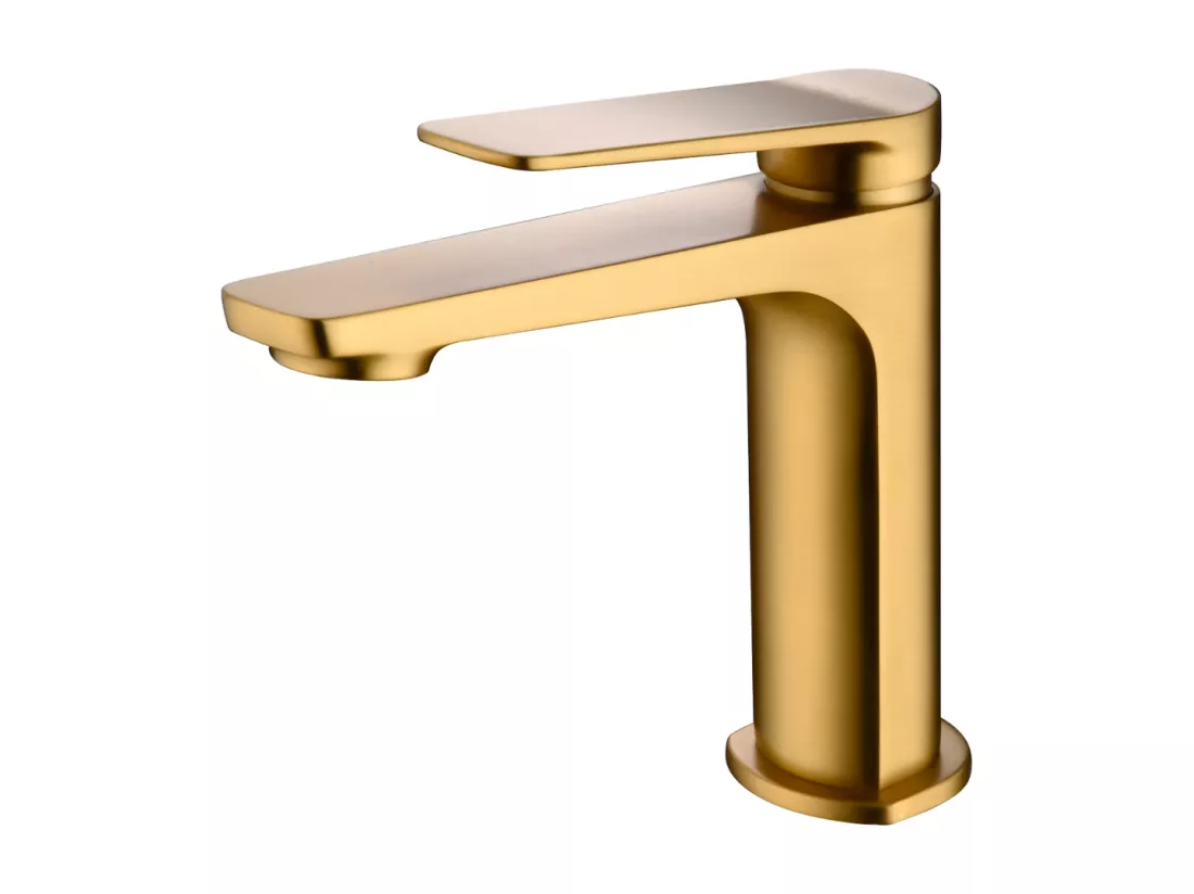 Robinet Mitigeur de Lavabo anti-calcaire Bec Bas Or Brossé IMEX NAPOLES BDN047-1OC