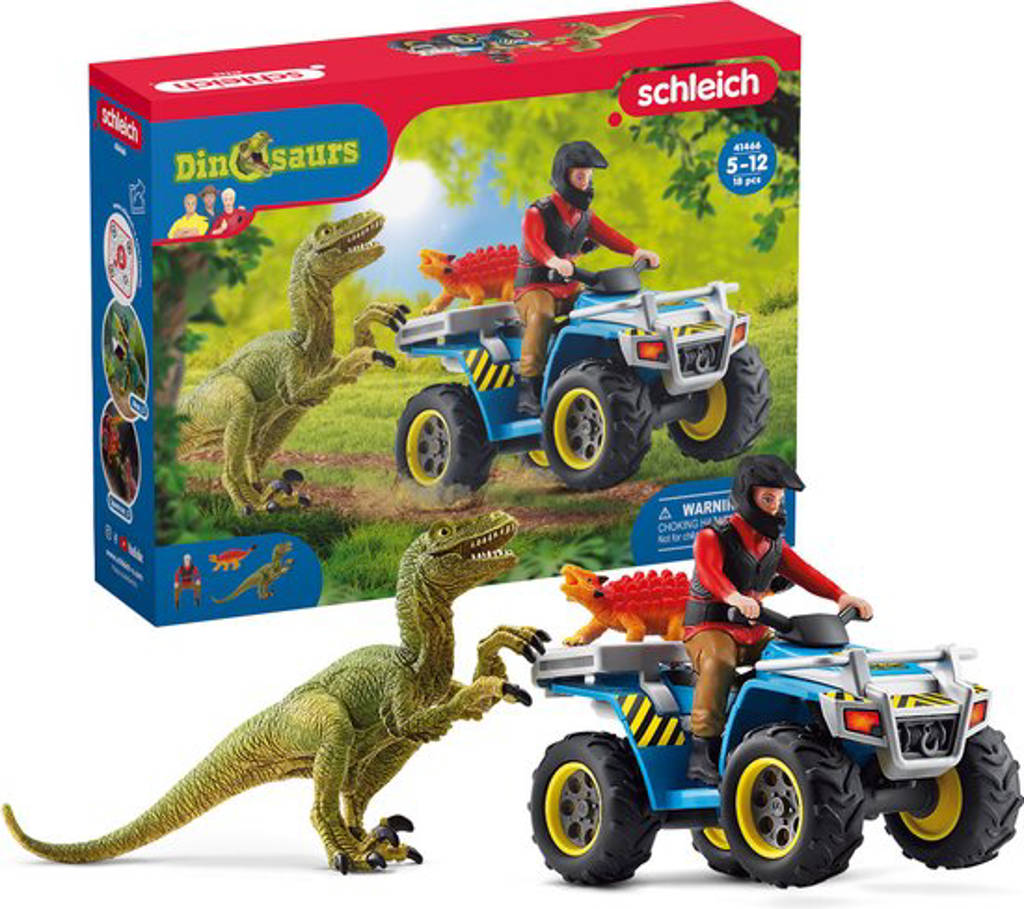 Vlucht op de Quad voor de velociraptor