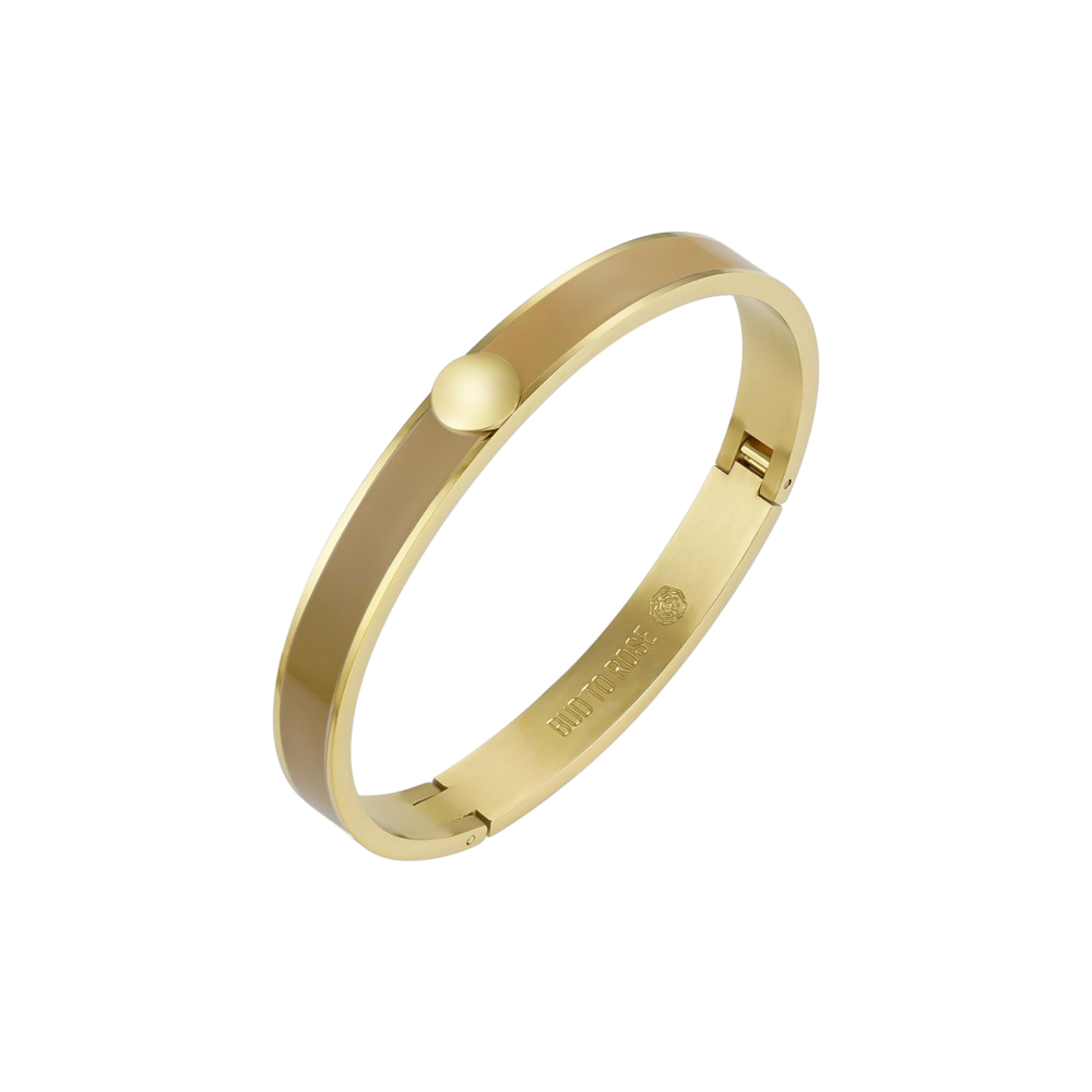 Capri-armbånd | 14k forgyldt rustfrit stål/emalje. Ø6 cm. | Camel | BUD TO ROSE