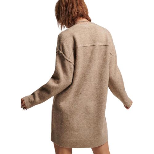 Superdry - STUDIOS SLOUCH V KNIT DRESS Beige