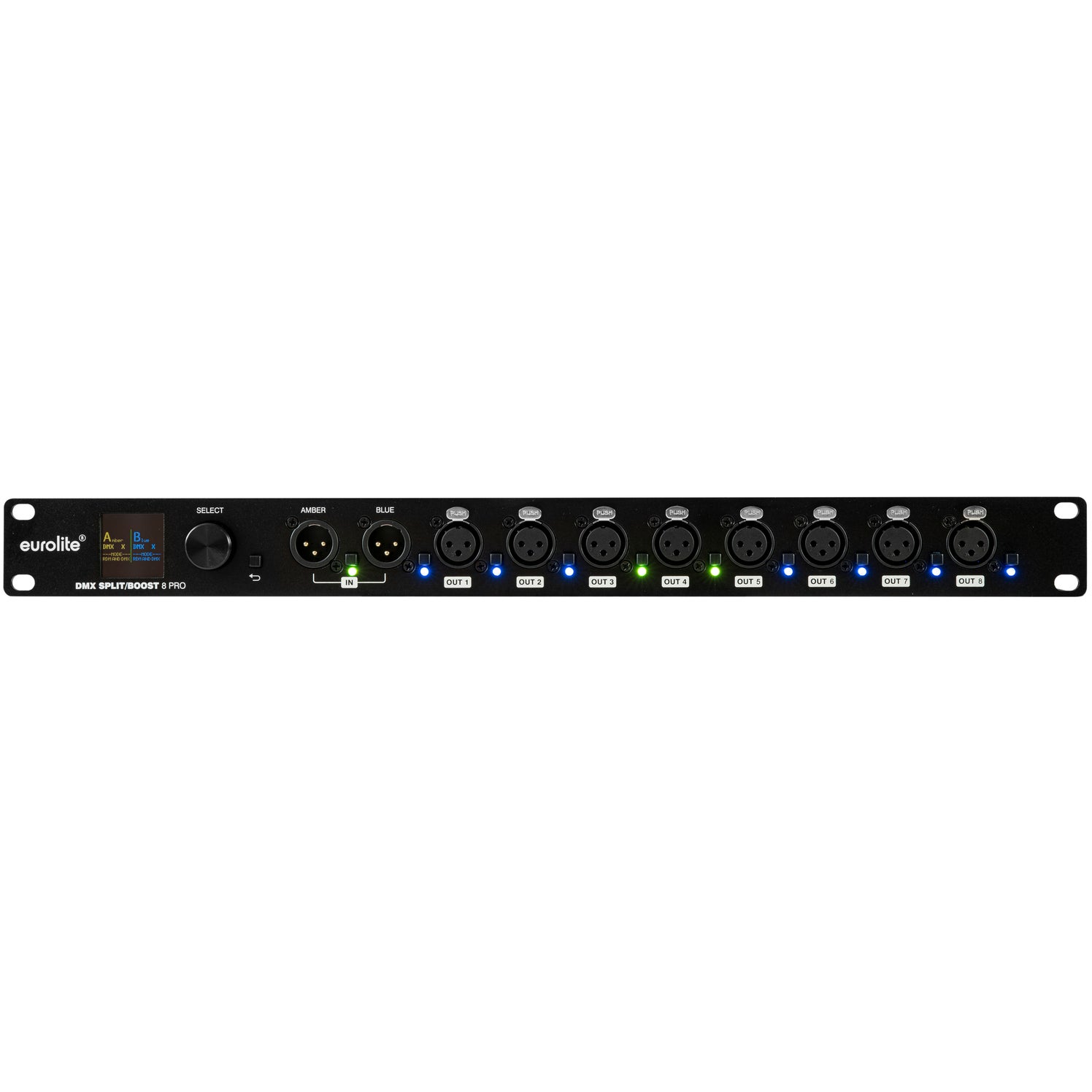 Eurolite DMX Split/Boost 8 PRO 3-pin met RDM ondersteuning en real-time DMX monitoring