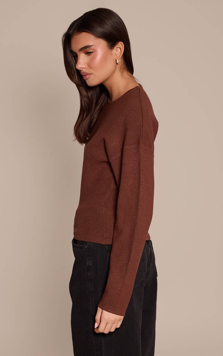 Chocolat T-shirt À Manches Longues Resserrées Avec Manches Cocon