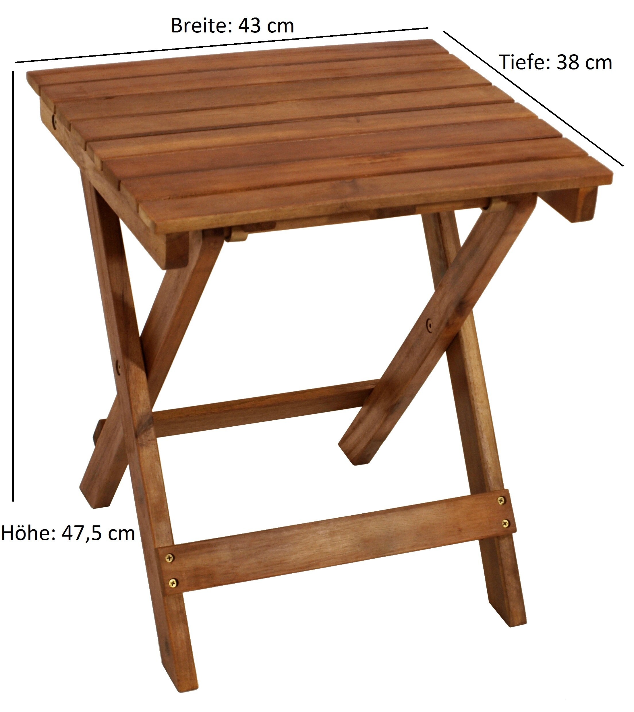 DEGAMO Klapp - Beistelltisch MONTERIA 38x43cm, Akazie geölt