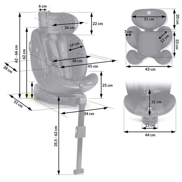 Nukido Aero Line Bilsete Svart 0-36kg ISOFIX