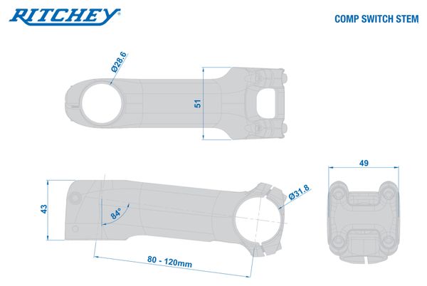 Potence Ritchey Comp Switch -6° 31.8 mm Noir