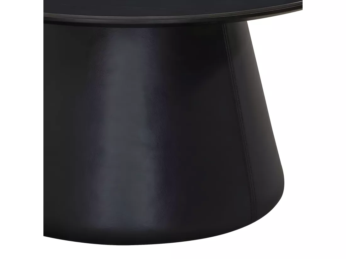 Table basse ronde de diamètre 80 cm en finition imitation marbre noir stratifié - MANDY