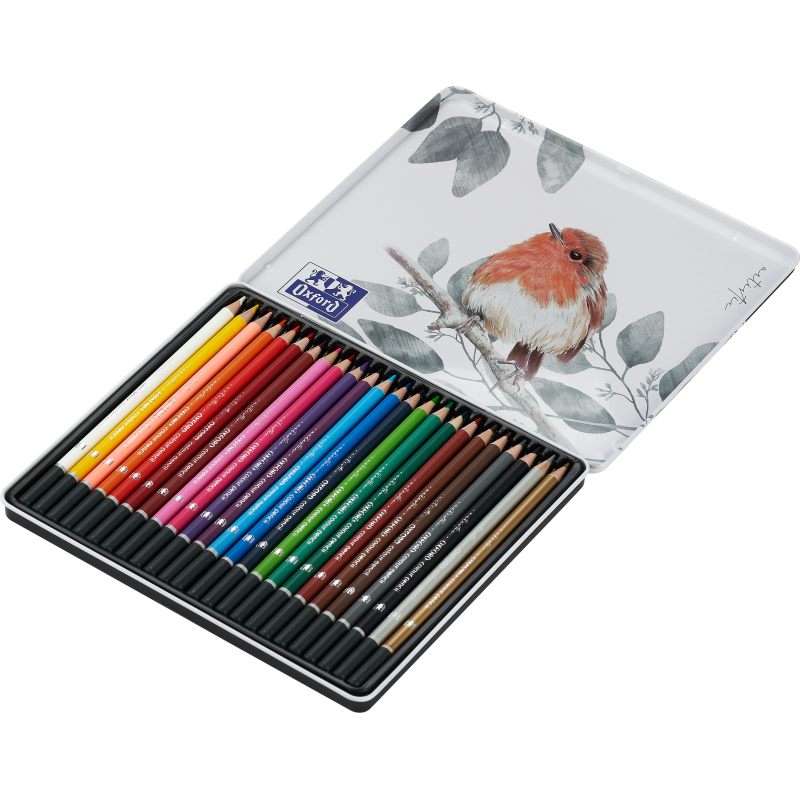 Boite Metal Oxford Art 24 Crayons Couleur Dessin