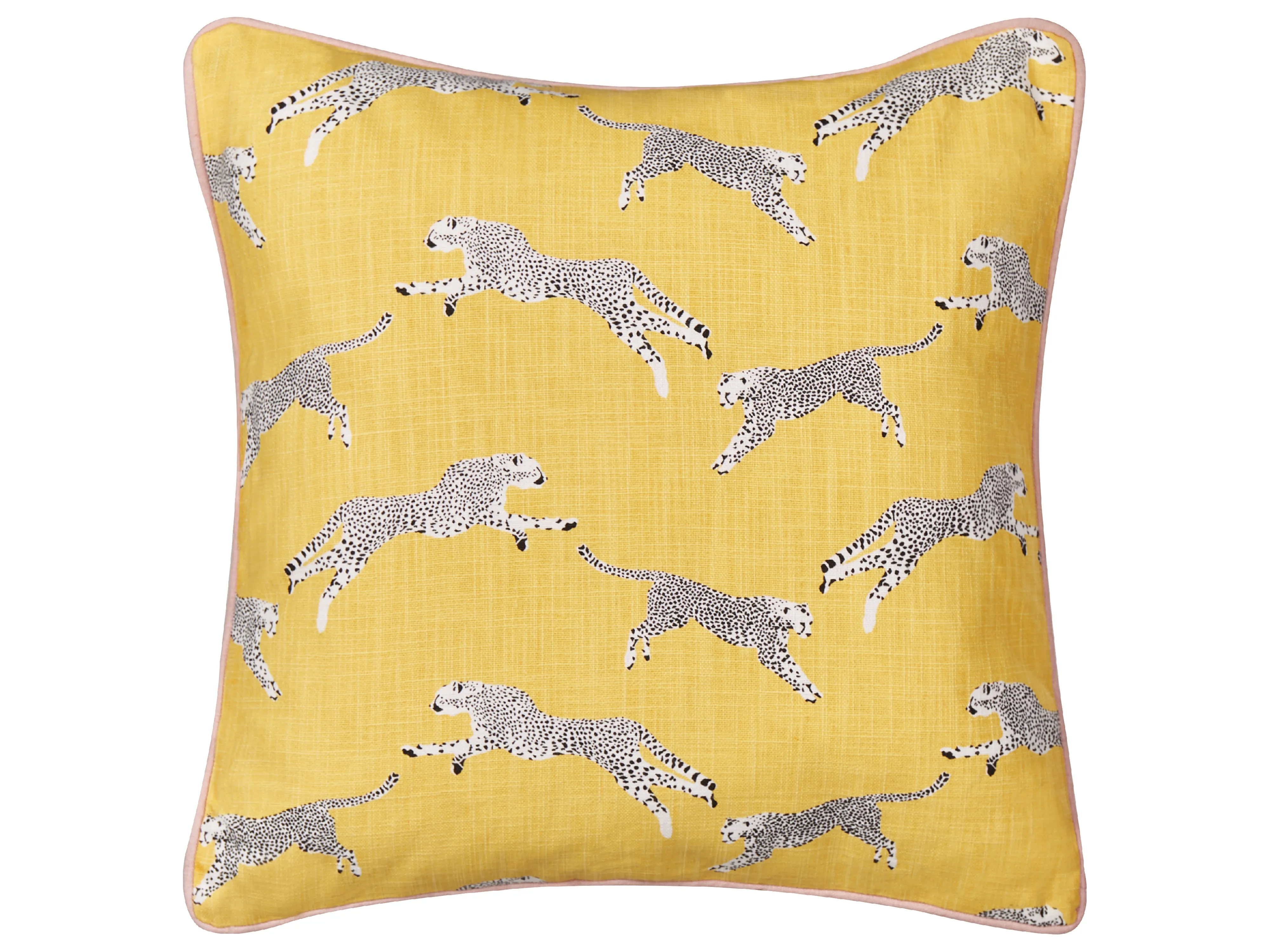 Set van 2 sierkussens ARALES Katoen 45 x 45 cm Geel dierenprint