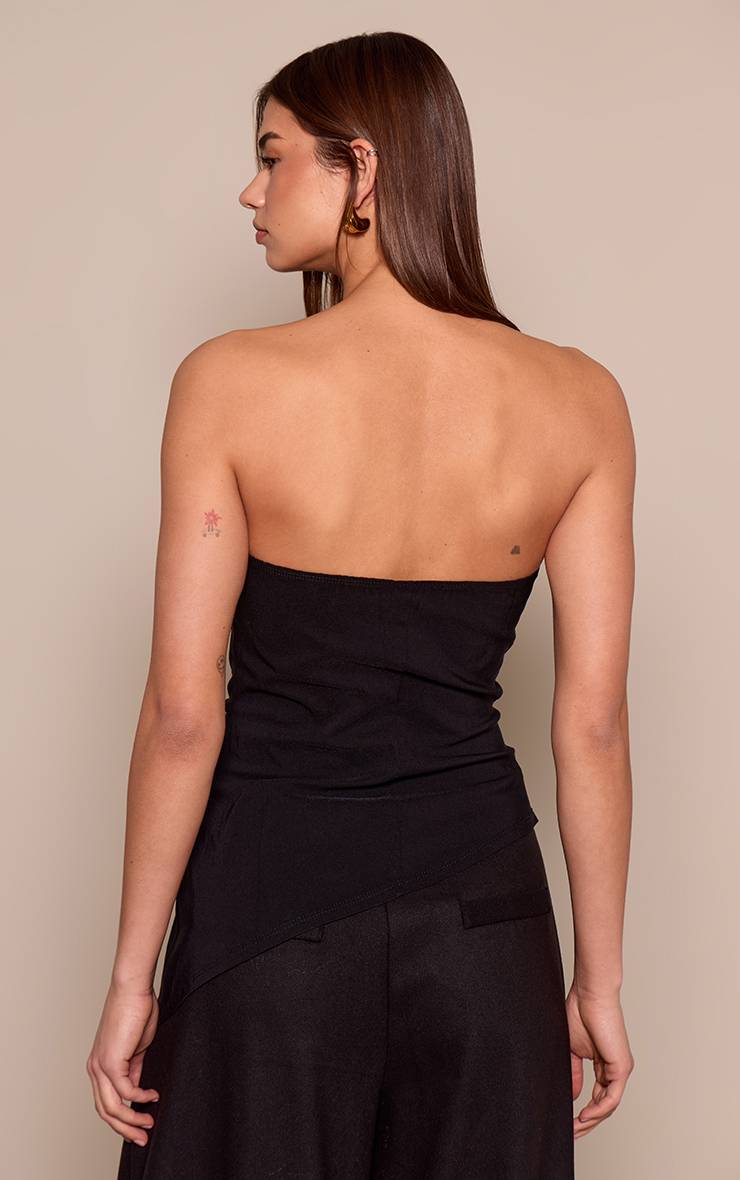 Noir Top Bandeau Asymétrique Froncé En Bengaline