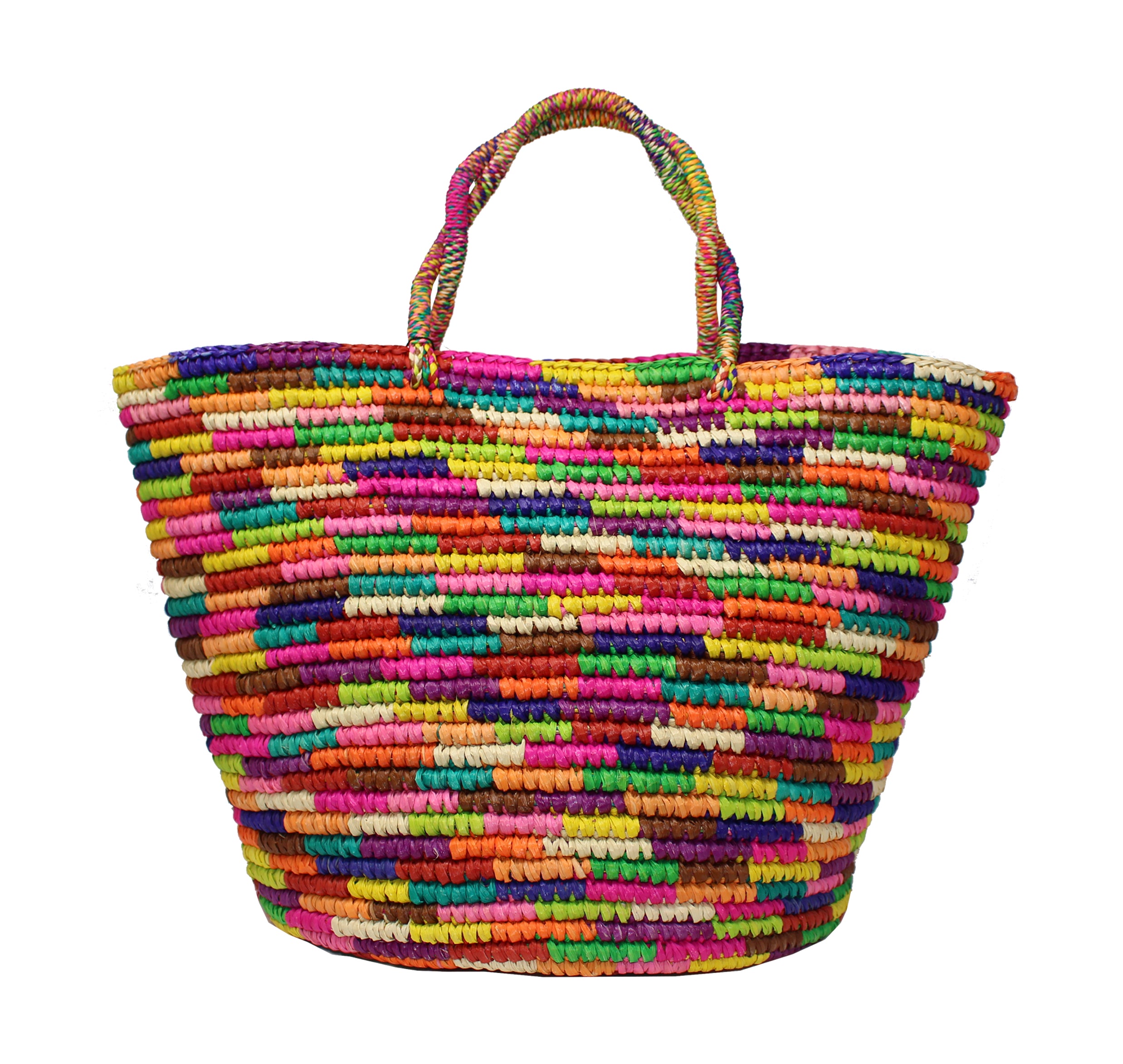 Maxi Tote en paille tressée multicolore