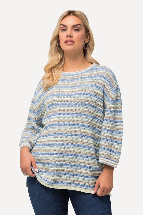 Pullover, Ringel, Oversized, Rundhals, 3/4-Arm