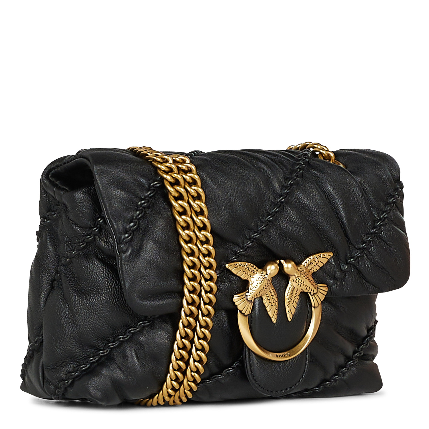 LOVE MINI PUFF RUFFLE 2 - Sac bandoulière en cuir effet froncé | Noir