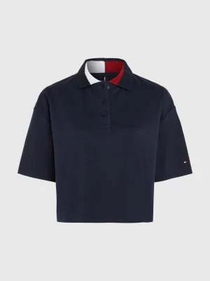 Polo cropped despojado com listras globais