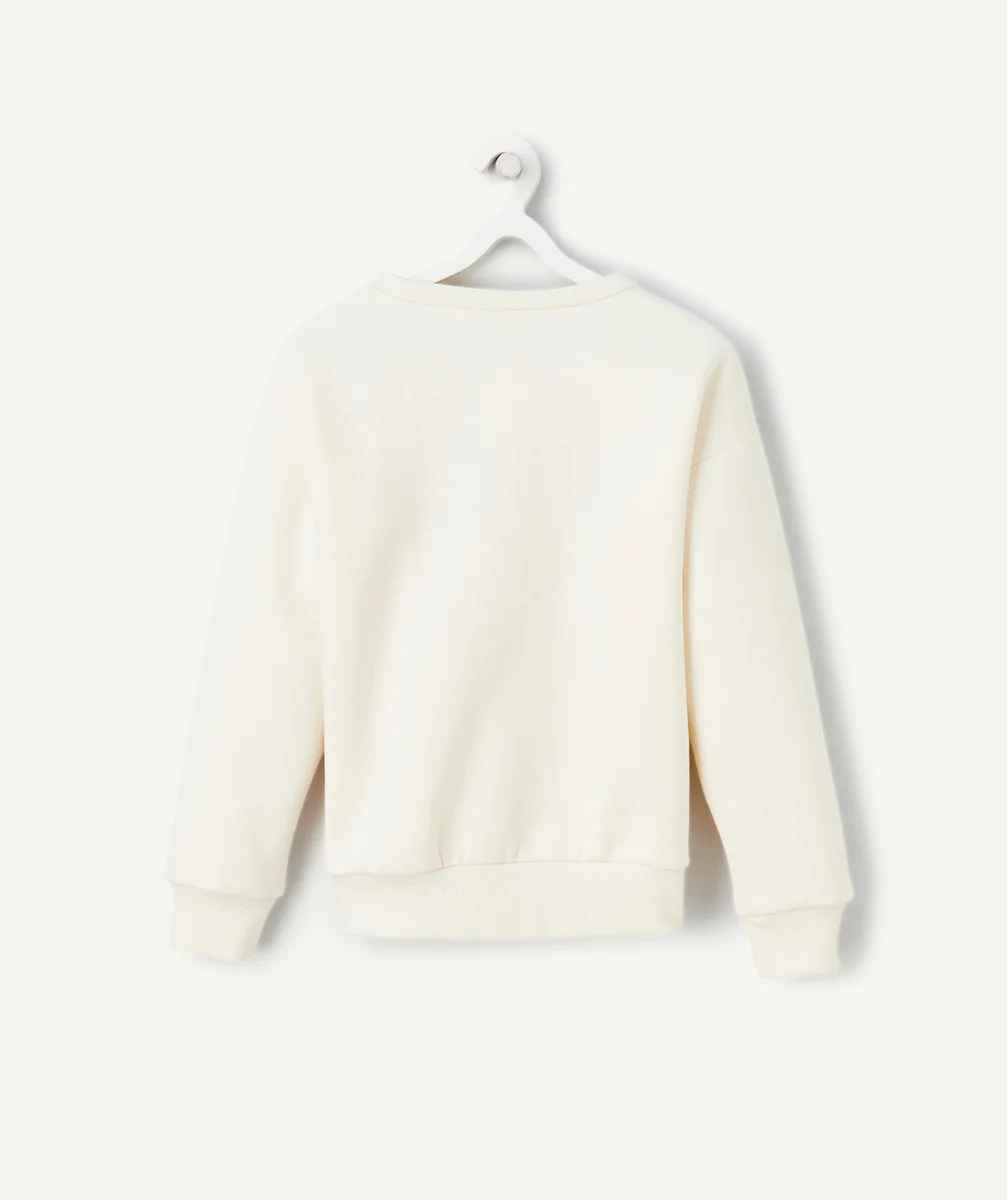 SWEAT FILLE EN FIBRES RECYLÉES ÉCRU AVEC MESSAGE SUPER COPINES