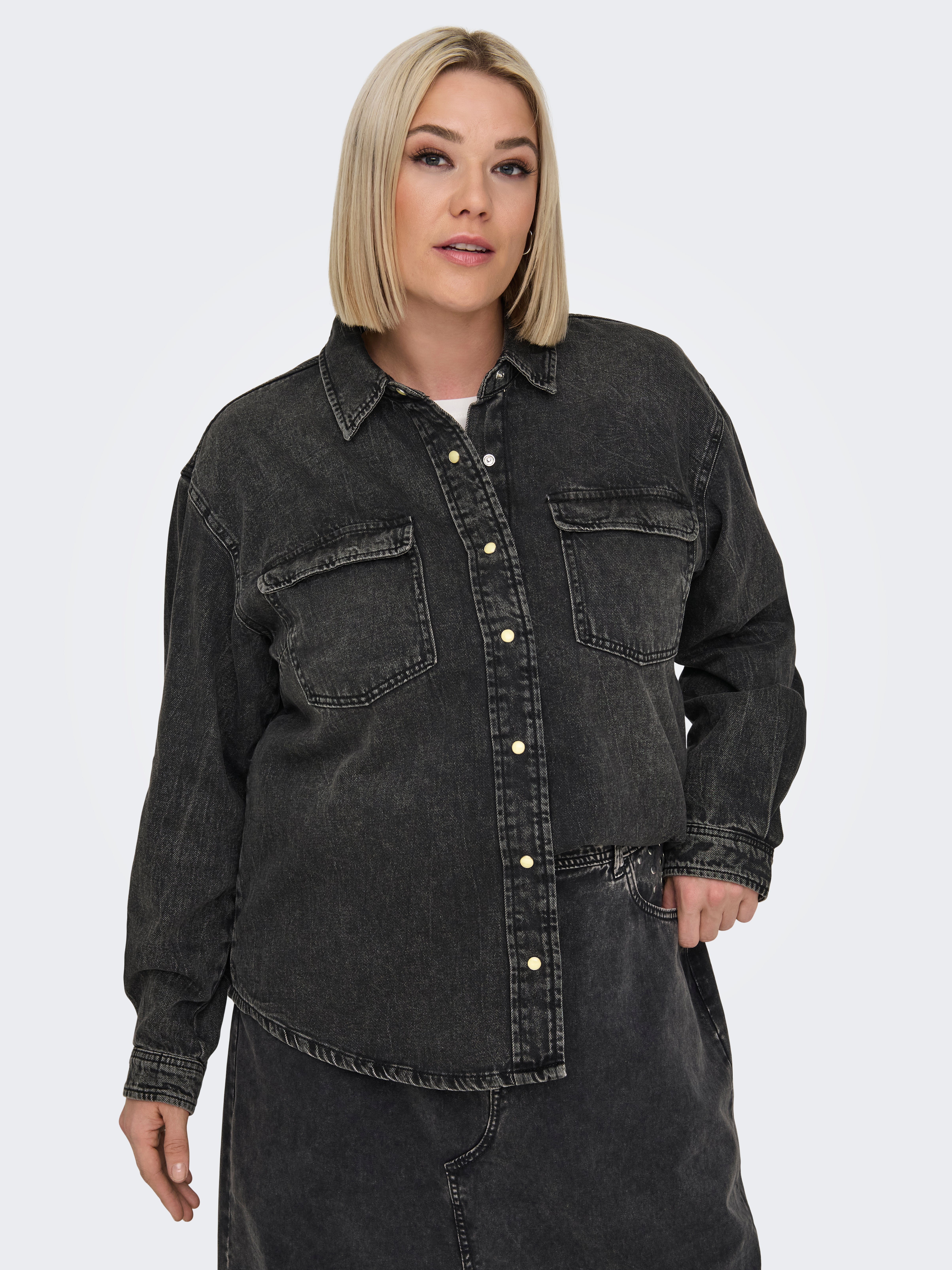 CARBROADWAY Jeanshemd Washed Black