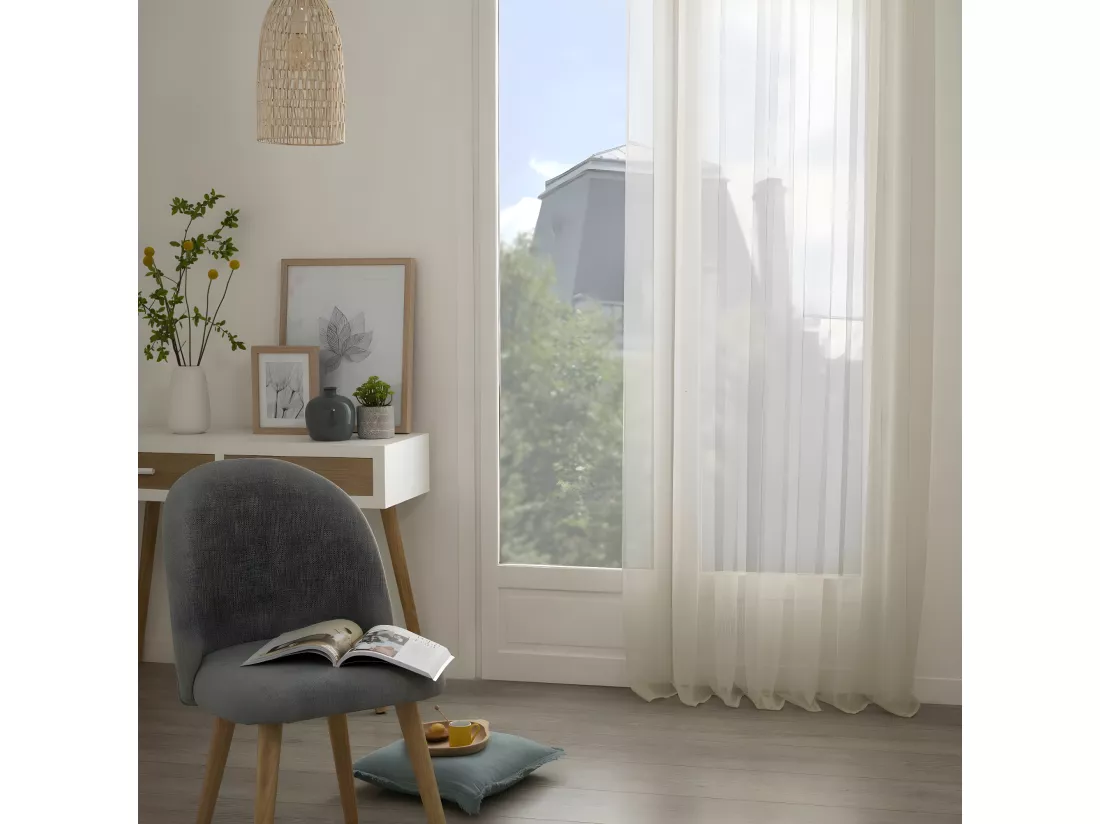 Voilage à œillets Beige Lin 135 x 240 cm