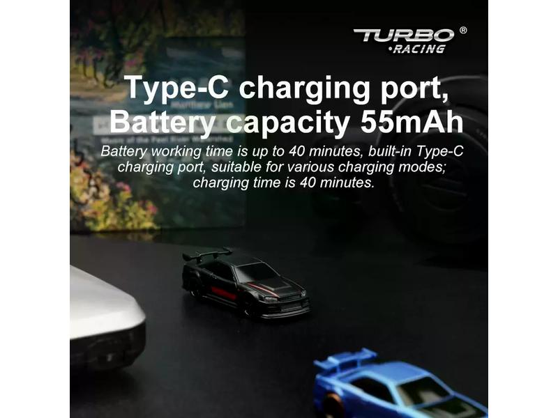 Turbo Racing Micro Sport C74, Schwarz, RTR, 1:76 Vollwertiges RC-Auto im micro Format