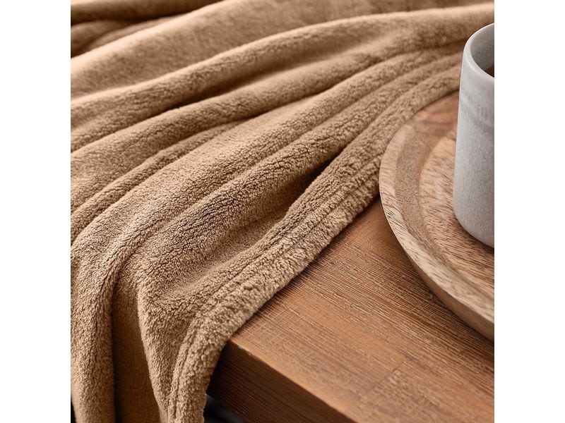 Lumaland Kuscheldecke Hellbraun 240 x 220 cm Sofa- und Tagesdecke
